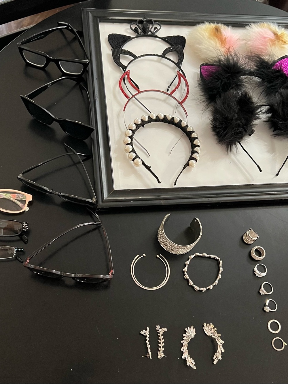 Dress Up Collection of Gems.  Glasses.  Headbands.  Ear crawlers. Rings. Cuffs.